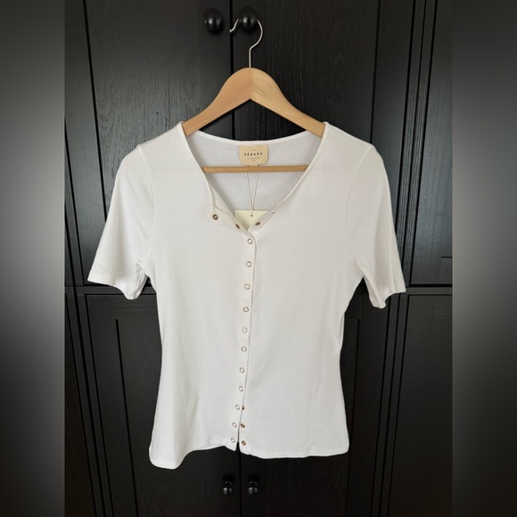Sézane Nicolas T-Shirt, Ecru, L, NWT - Picture 2 of 6